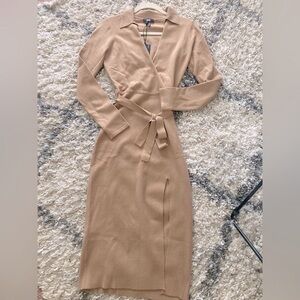 PAIGE Carmen Belted Camel Sweater Dress Petite XS